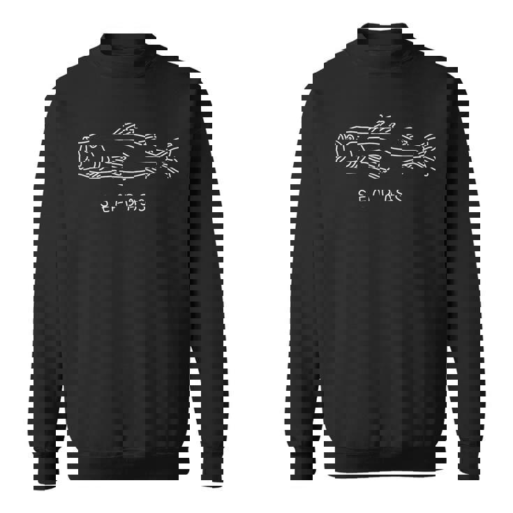 シーバス２ 白 フィッシング 魚釣り アングラー ゆるおもしろイラスト スウェットシャツ