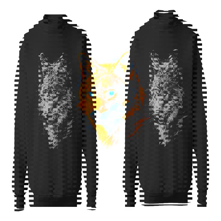 ジャッカル 動物モチーフ 青い目の作品 ジャッカル スウェットシャツ