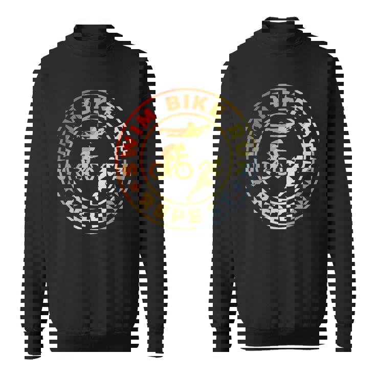 スイム・バイク・ラン・リピート レトロヴィンテージ トライアスリート・トライアスロン用 スウェットシャツ