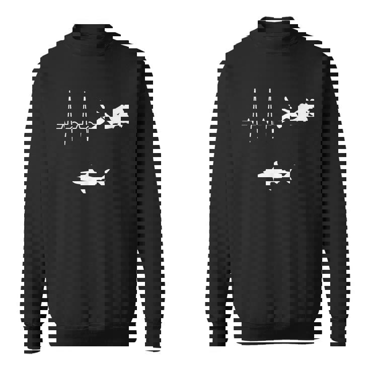 スキューバダイビングハートビート水中サメダイバー スウェットシャツ