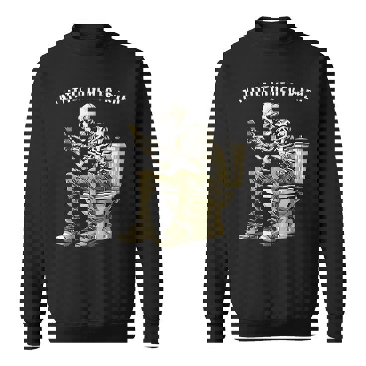 スマートフォン付きトイレのスケルトン ゴシックユーモア スウェットシャツ