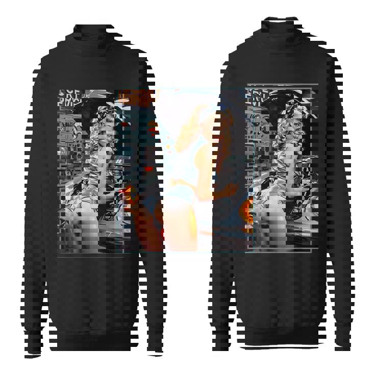 セクシーガールグラフィックtシャツ セクシーなブロンドメカニックピンナップガール スウェットシャツ