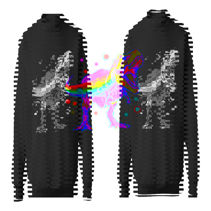 ティラノサウルス レックス 虹色 恐竜 恋人 デザイン スウェットシャツ