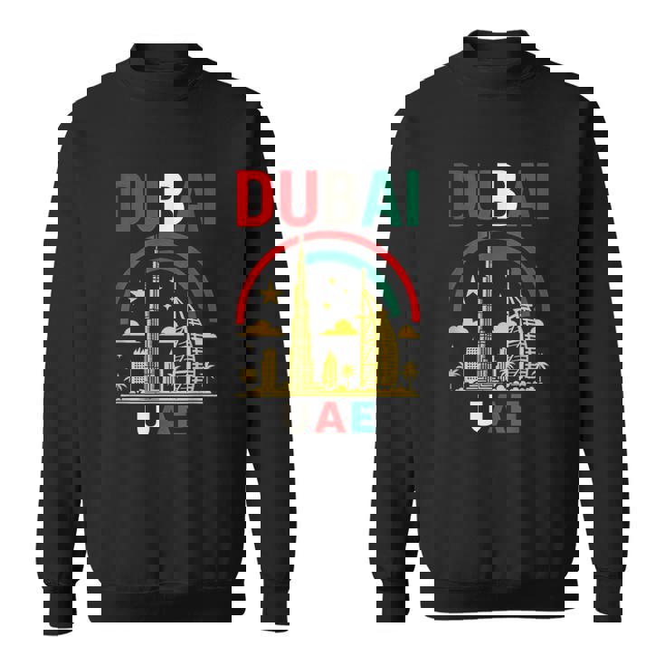 ドバイuaeスカイラインデザイン – ブルジュハリファとヤシの木 スウェットシャツ