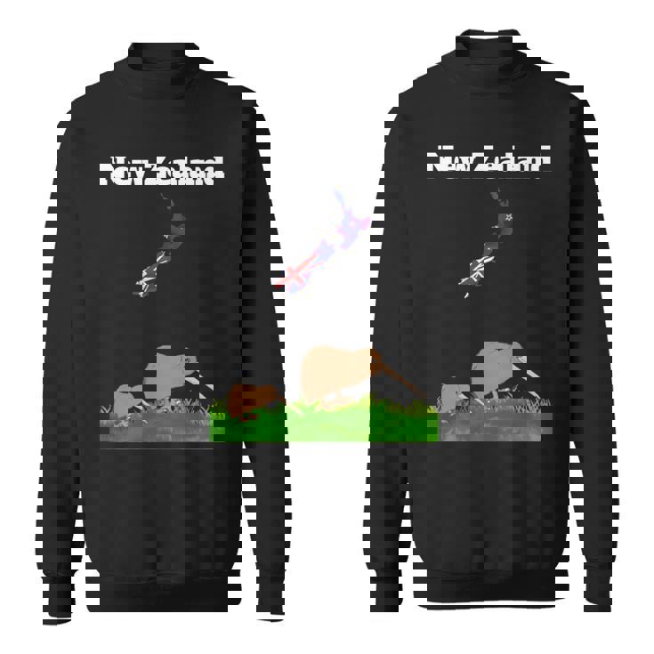 ニュージーランドのお土産キウイバードウォッチングニュージーランド地図 長袖tシャツ スウェットシャツ