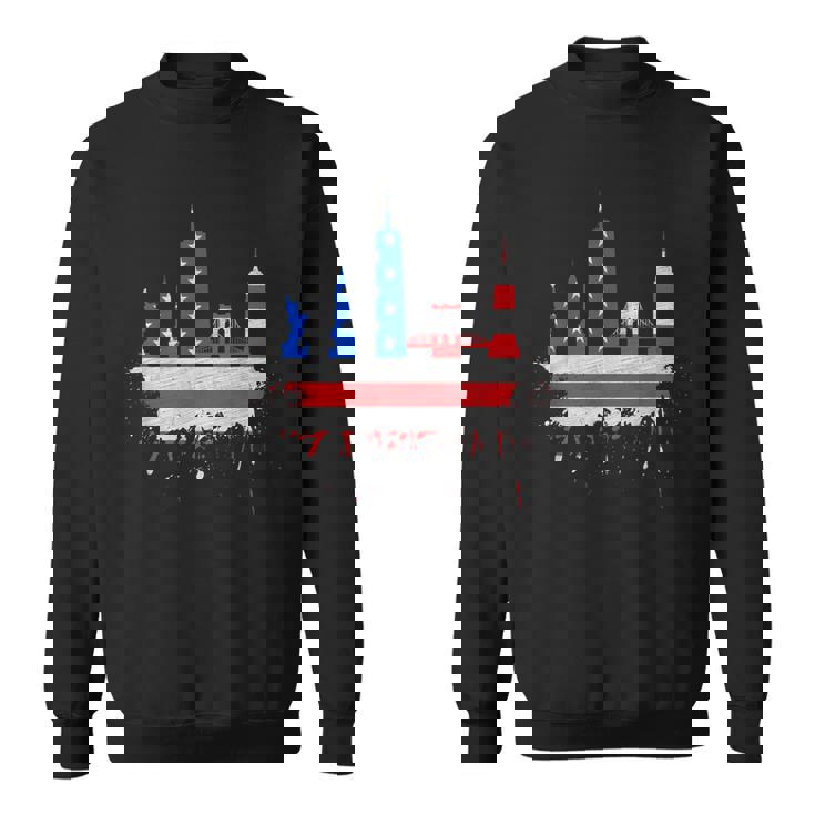 ニューヨーク・スカイライン 星条旗 アメリカ国旗アート Love Ny スウェットシャツ