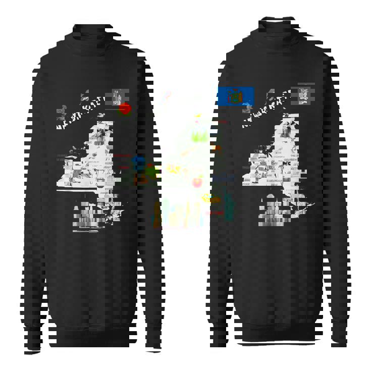 ニューヨーク州地図 観光地 都市 旗 スウェットシャツ