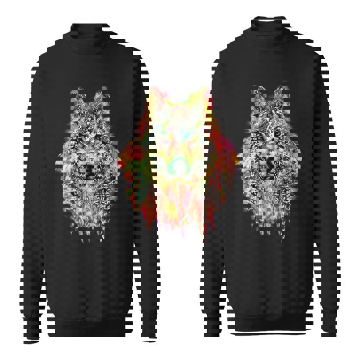 ネイティブアメリカンの羽 狼 星 プリティトレンディ スウェットシャツ