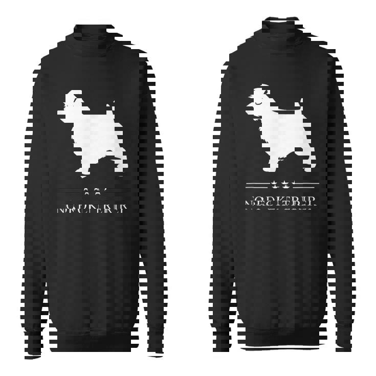 ノーフォークテリア犬の白いシルエット スウェットシャツ