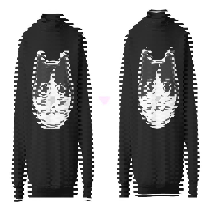 ハチワレ《ふぇいす》ねこ 猫【どうぶつフレンズ】シンプル 顔 ゆるくて かわいい 動物 イラスト スウェットシャツ