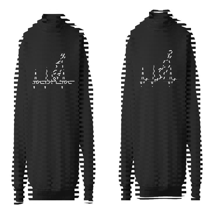 ハートビート コントラバス ダブルベース ウッドベース 音楽好き 弦楽器好き クラシック音楽 ジャズ音楽 趣味 心電図 スウェットシャツ