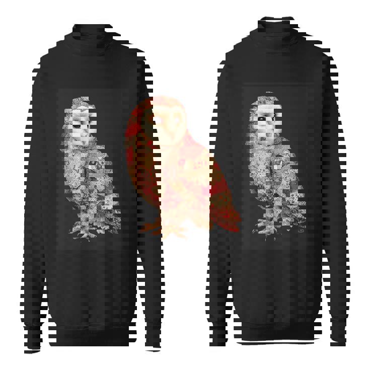 ハート柄の奇抜なパッチワークフクロウ スウェットシャツ