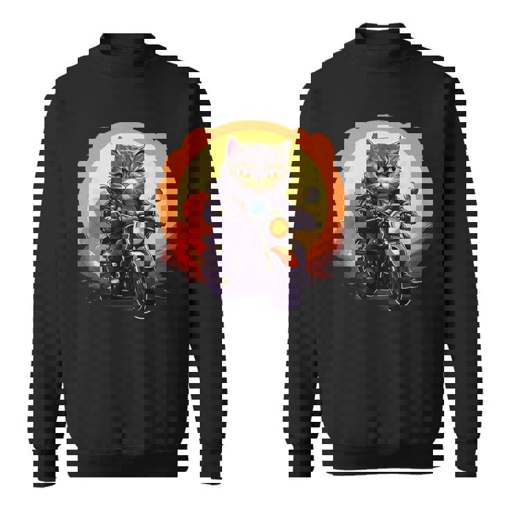 バイカー エキゾチック ショートヘア 猫 乗馬 オートバイ スウェットシャツ