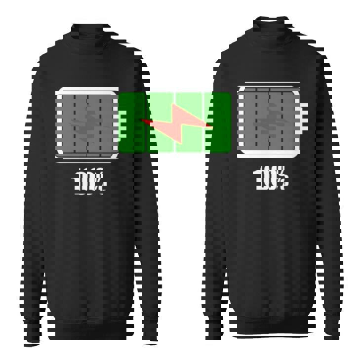 バッテリー100シャツ残量バッテリーフルパワーバッテリーフル。 長袖tシャツ スウェットシャツ