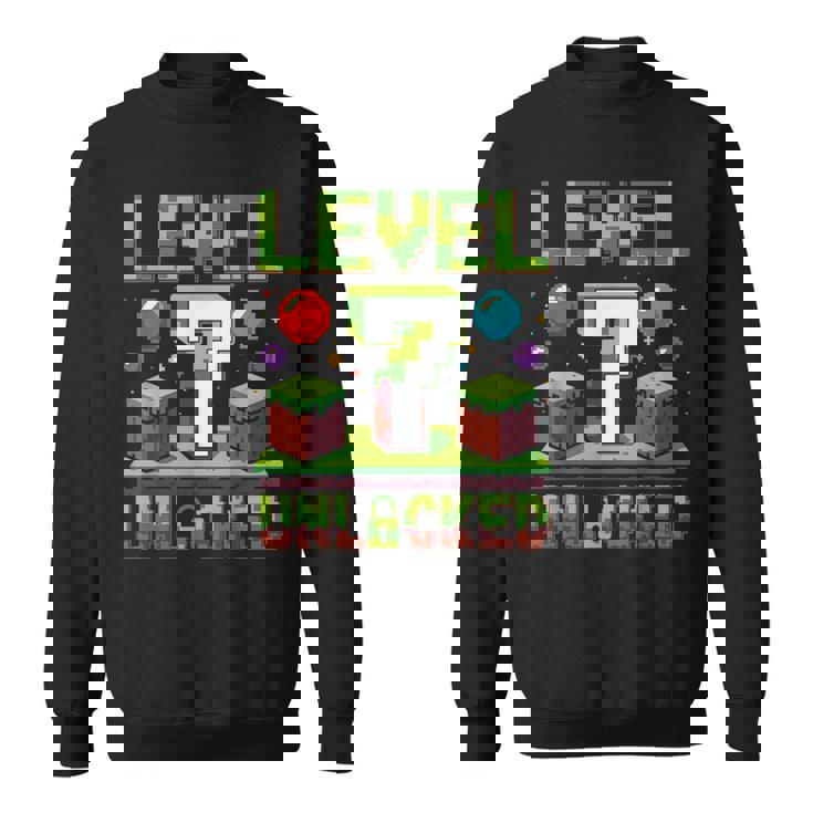 バースデーボーイシャツ レベル7 ロック解除 7歳の誕生日 男の子 スウェットシャツ