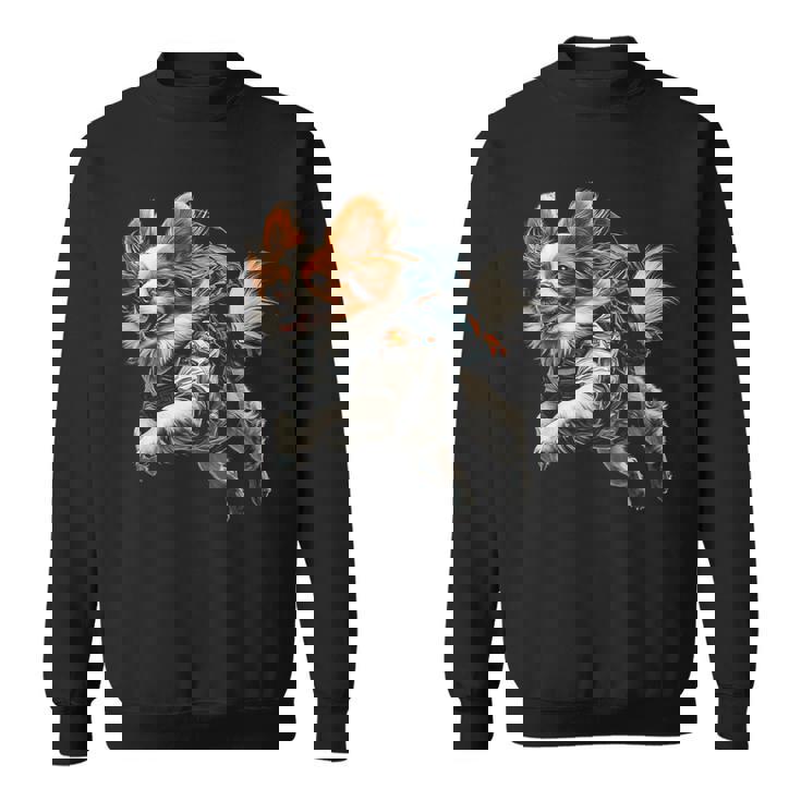 パピヨン 犬 モチーフ ペット イラスト パピヨン スウェットシャツ