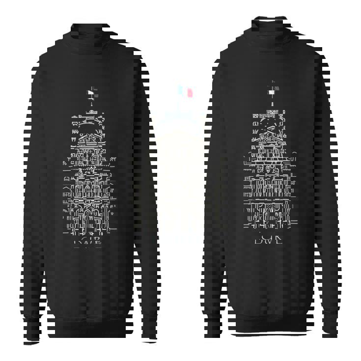 パリ、ルーブル美術館、手描きルーブル宮殿、フランス 長袖tシャツ スウェットシャツ