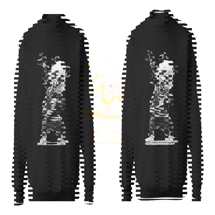 パンダ ホールドマイク 歌う ダンス 動物 グラフィック パンダ スウェットシャツ