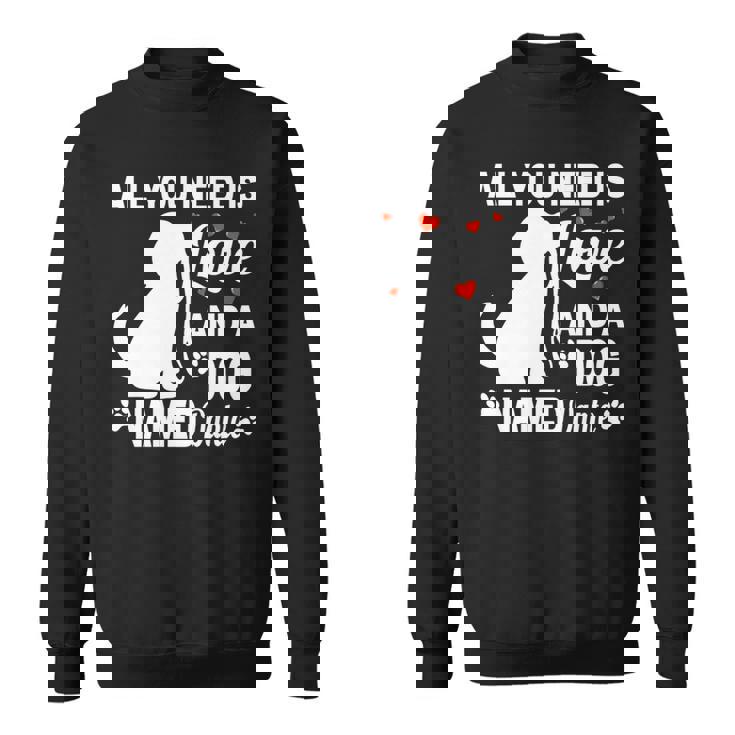 パーソナライズドドッグネームダンテかわいい犬ペット愛好家 長袖tシャツ スウェットシャツ