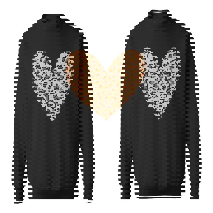 ヒョウ柄のハート／チーター柄のデザイン スウェットシャツ