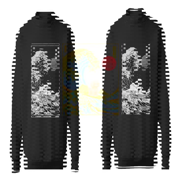 ビション・フリーゼ 日本神奈川波 おもしろサーフドッグ スウェットシャツ