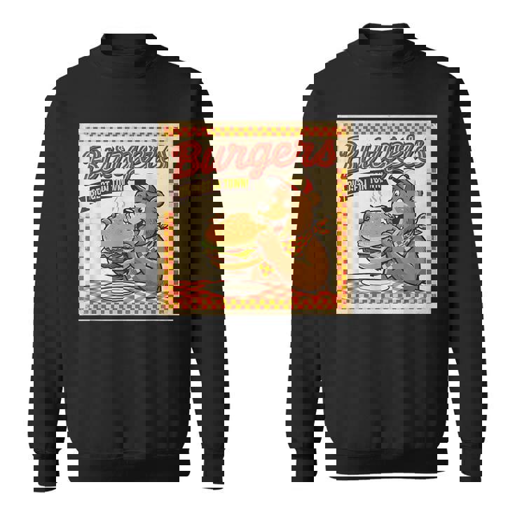 ビンテージ Burgers Biggest In Town ベア ハンバーガー ショップ スウェットシャツ