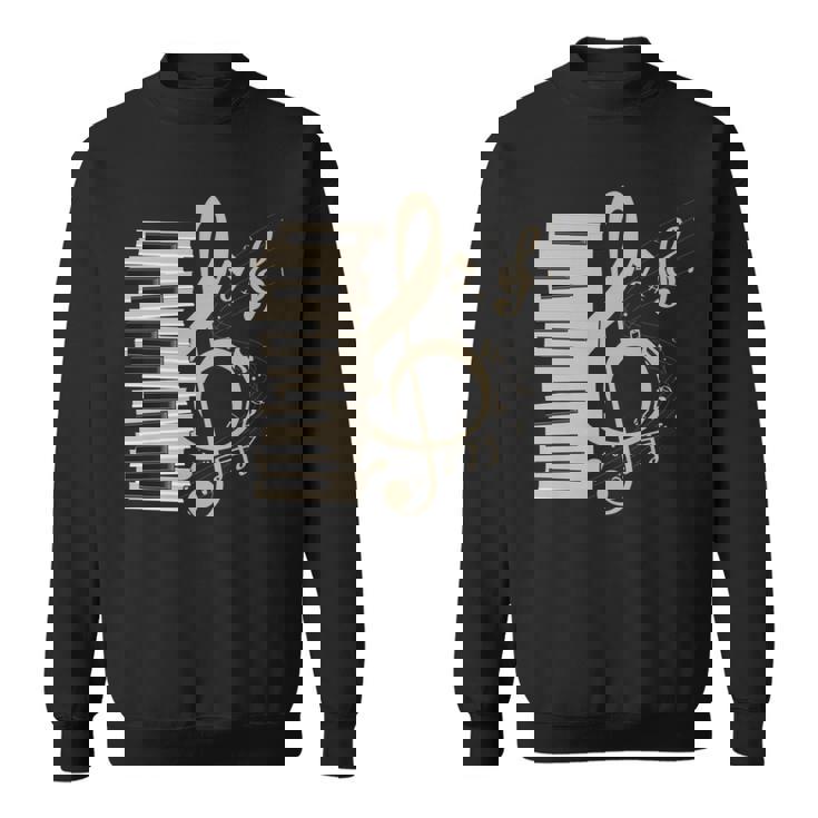 ピアノ音部記号 音楽ギフト ト音記号 ピアノ 長袖tシャツ スウェットシャツ