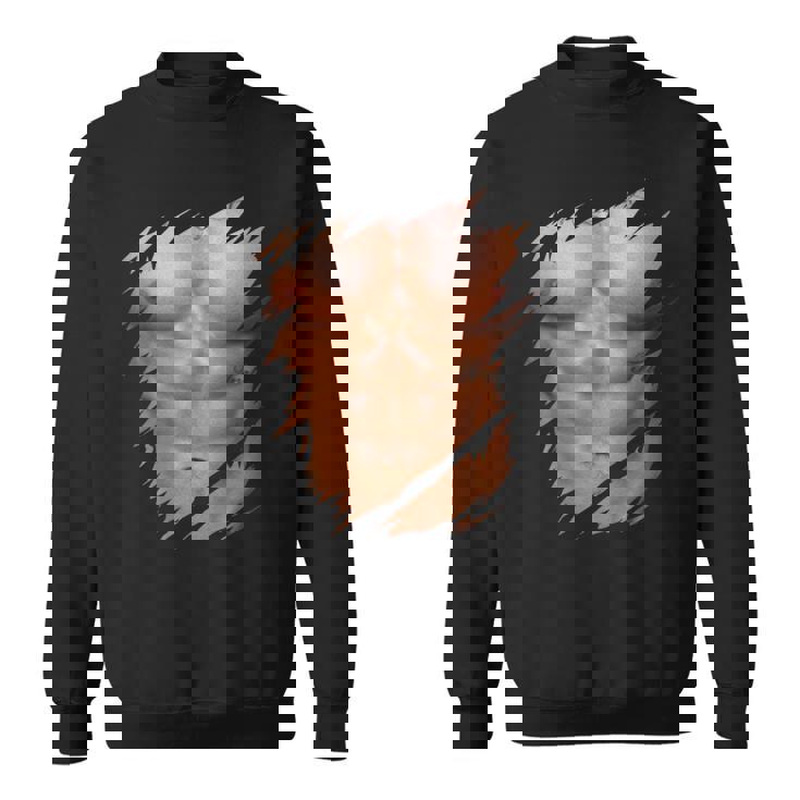 メンズ フェイク マッスル 破れた胸 腹筋 6パック スウェットシャツ