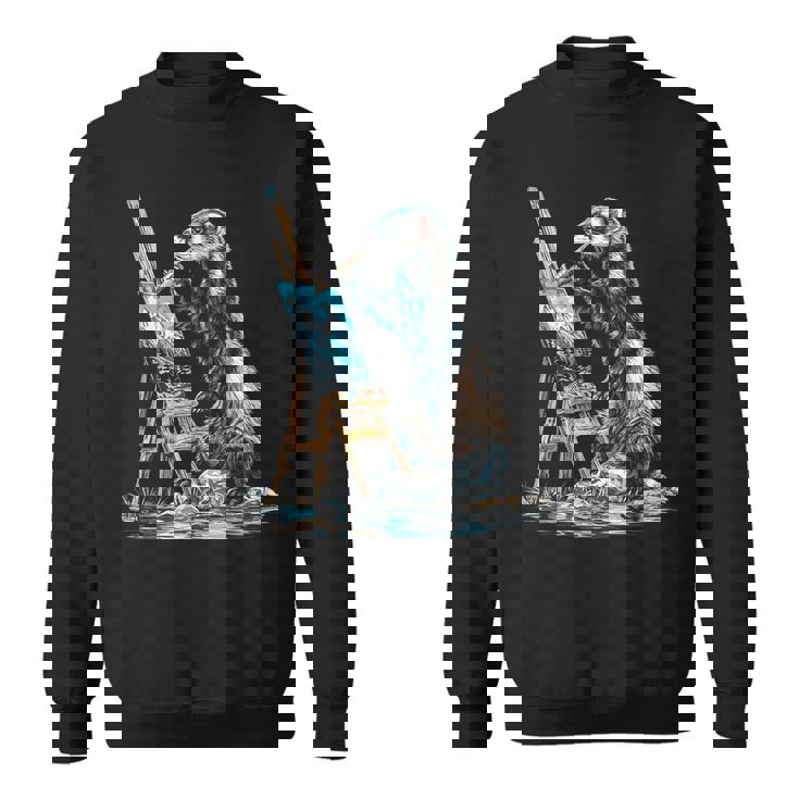 フェレット 自然 絵画 動物 モチーフ アートワーク フェレット スウェットシャツ