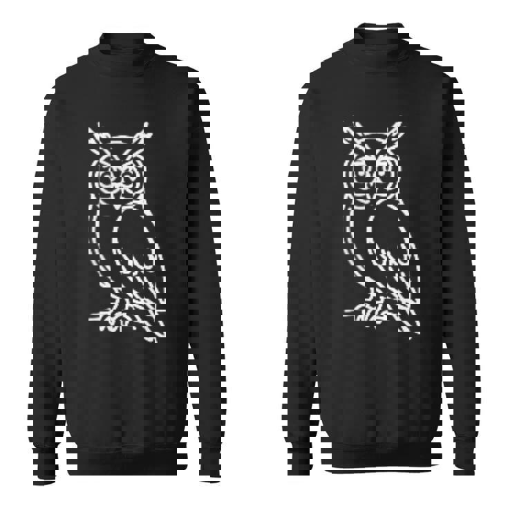 フクロウ ミニマリストバッジ パッチラインアート スウェットシャツ