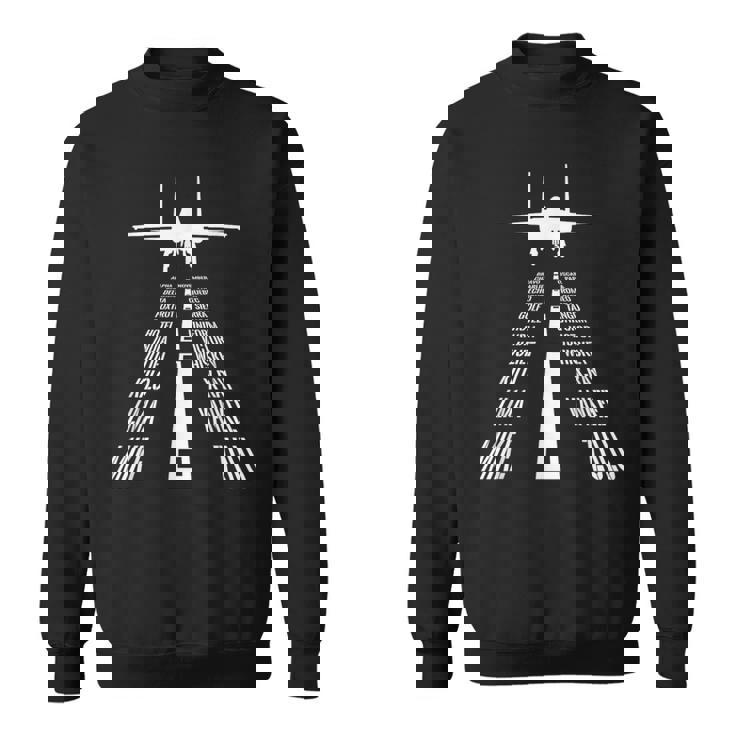フライング F-15 イーグルパイロットランディング発音アルファベットランウェイ F15 スウェットシャツ