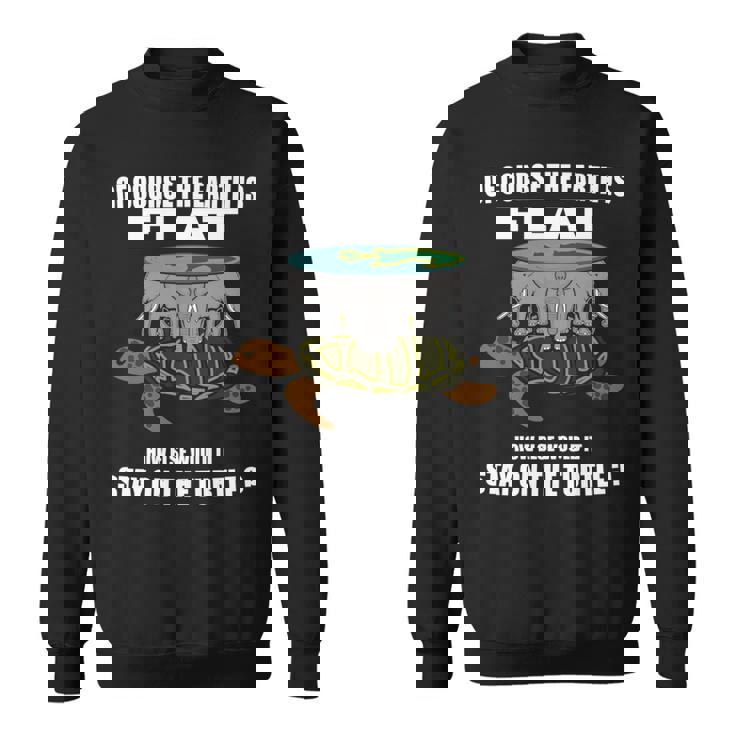 フラットアース理論 象 亀 フラットアース 面白科学 長袖tシャツ スウェットシャツ