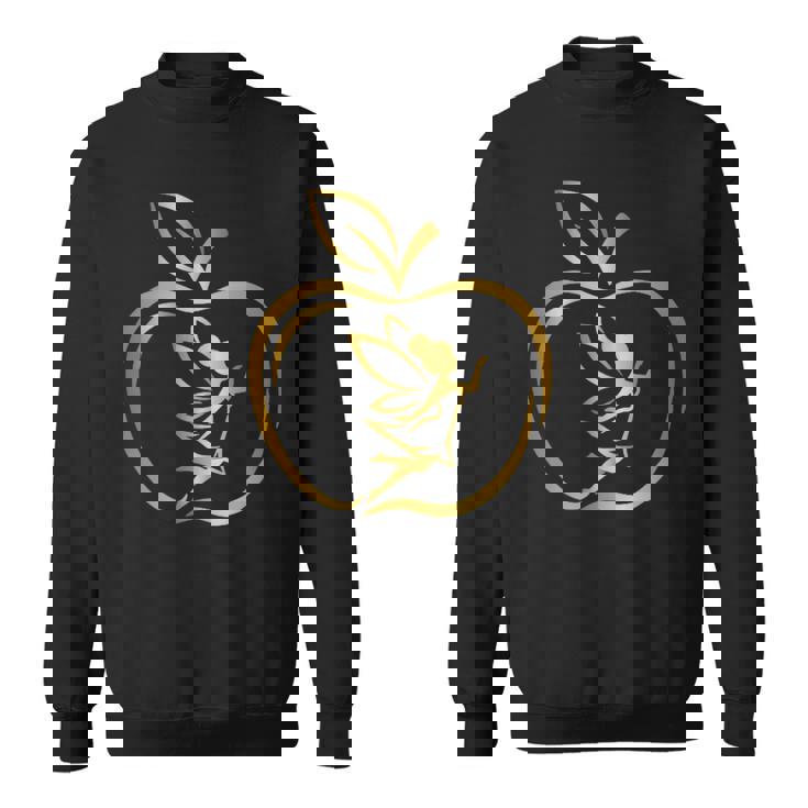 フルーツりんごフレーム 妖精のシルエット ラインアート イラスト 曲線 オリジナルデザイン リンゴ好き フルーツ スウェットシャツ