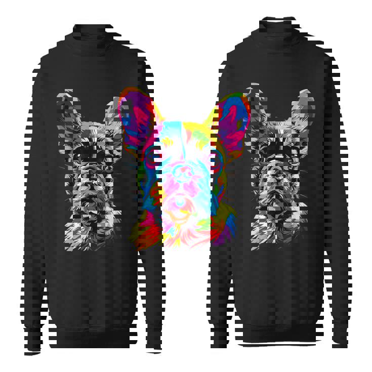 フレンチブルドッグ 犬 カラフル ポップアート レインボーカラー ブルドッグ スウェットシャツ