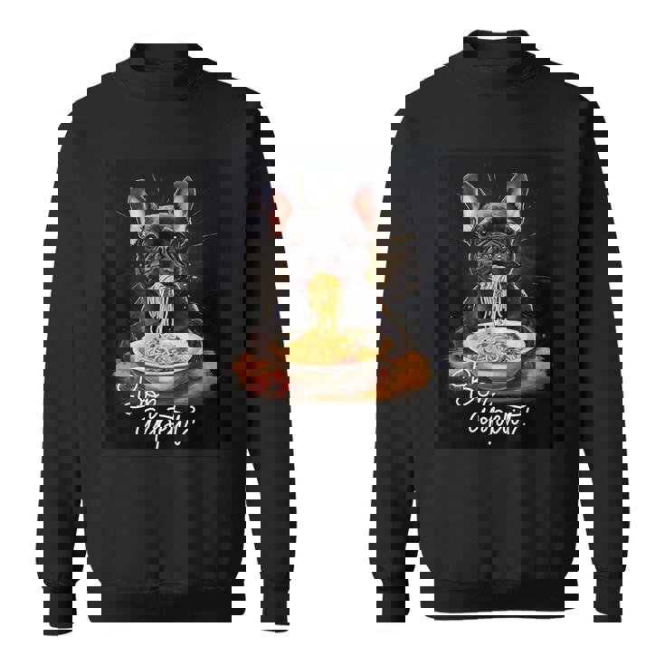 フレンチブルドッグ 食べる パスタ ボンアペティ カラフル ドッグアート スウェットシャツ