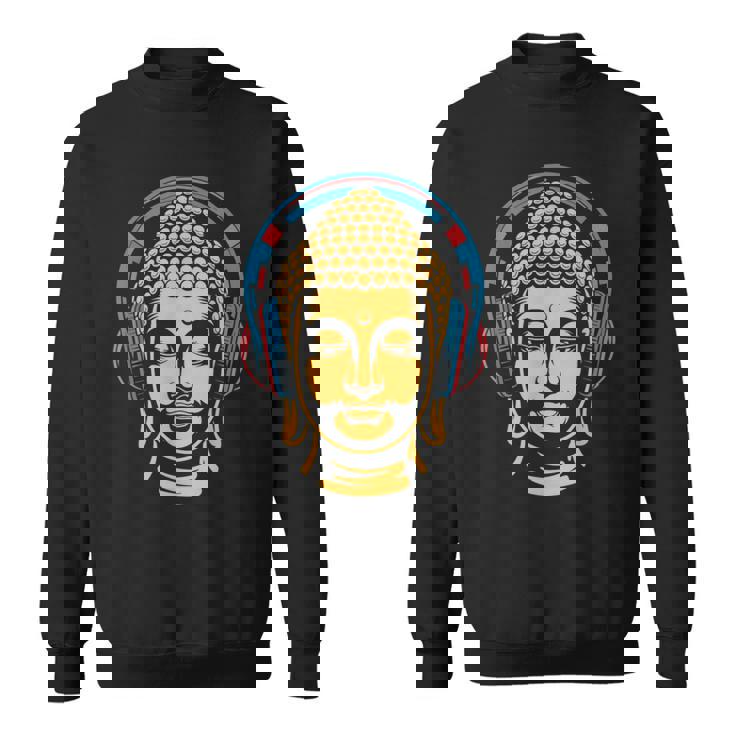 ブッダとヘッドフォン マインドフルネス 音楽 ボーホー 禅 仏教 スウェットシャツ