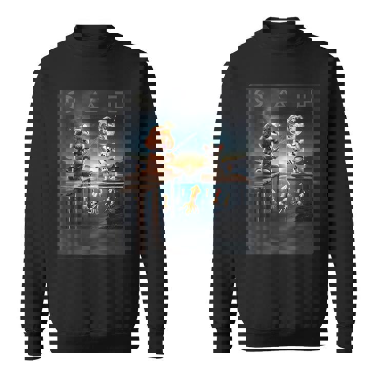 プードルとチワワのユニークなイカ釣りデザイン スウェットシャツ