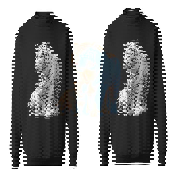 ホワイトタイガー、ネコの動物 スウェットシャツ