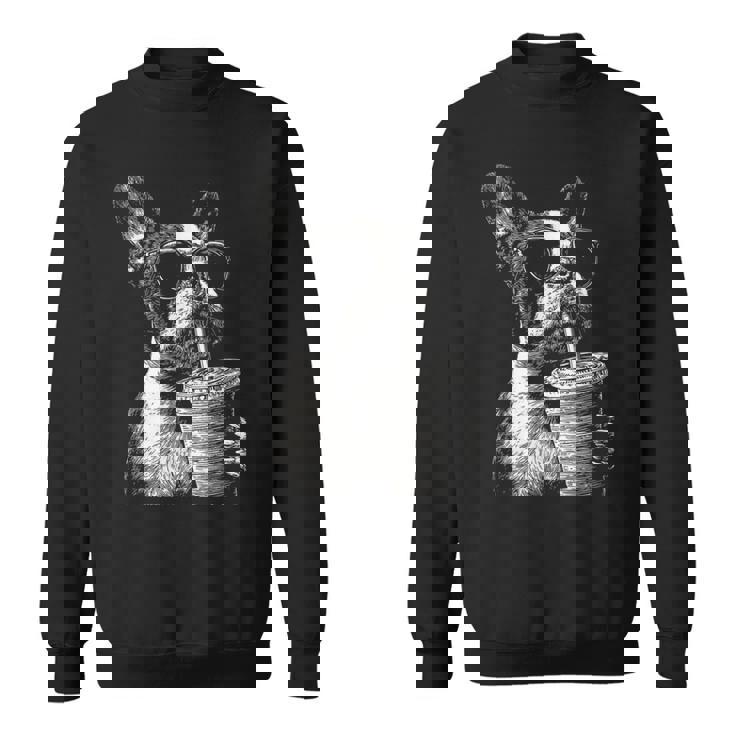 ボストンテリア ドリンク アイスコーヒー 面白い Bostie Dog Meme スウェットシャツ