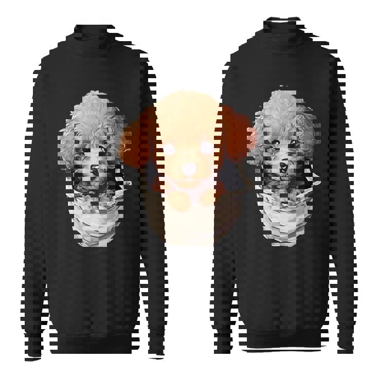 ポケットから覗く トイプードル 可愛い 犬 かわいい 子犬 犬好き 犬の飼い主 愛犬家 メンズ レディース キッズ スウェットシャツ