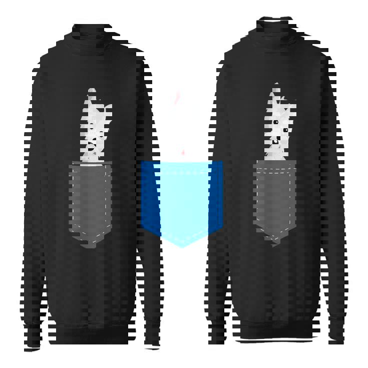 ポケットに犬のウェスティ犬テリアフロントポケット胸 スウェットシャツ