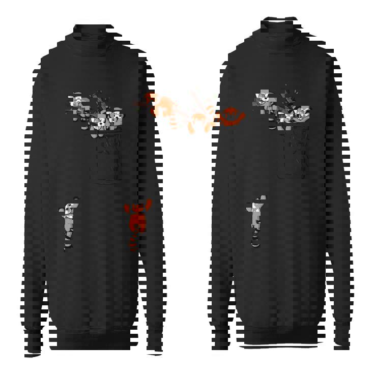 ポケットシリーズ かわいいレッサーパンダ くまの遊び 長袖tシャツ スウェットシャツ