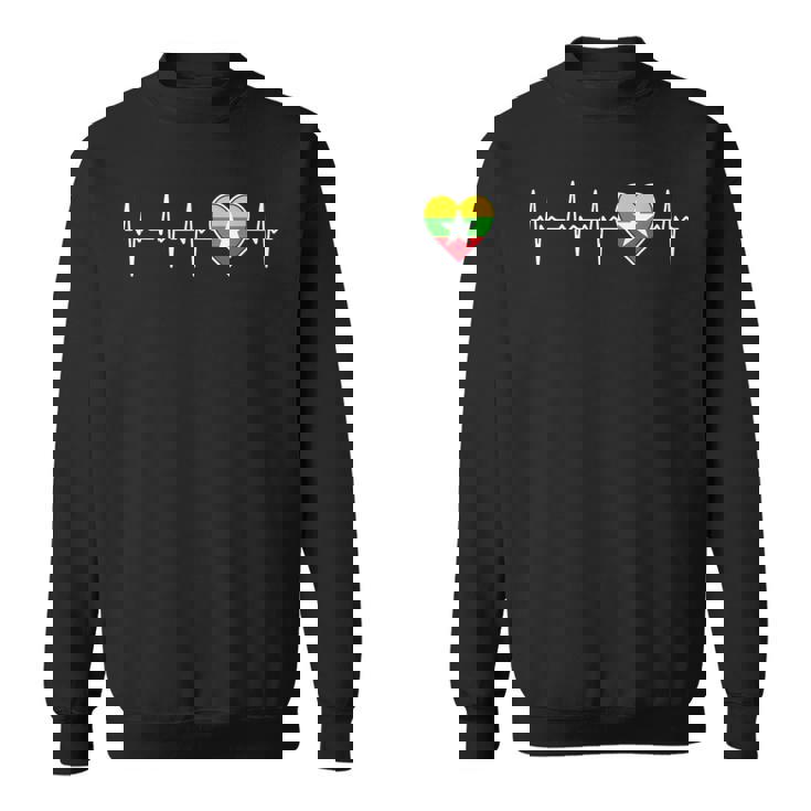 ミャンマー ハートビート ビルマ国旗とハート ラブ 家族 ビルマ スウェットシャツ