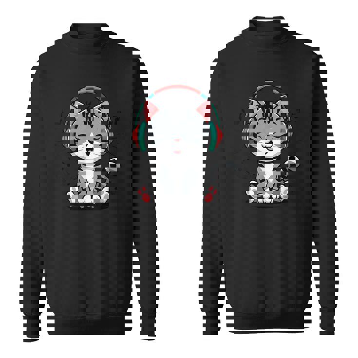 ミュージック・キャッツ ミュージシャンのための音符の衣装 ヘッドフォン猫 スウェットシャツ