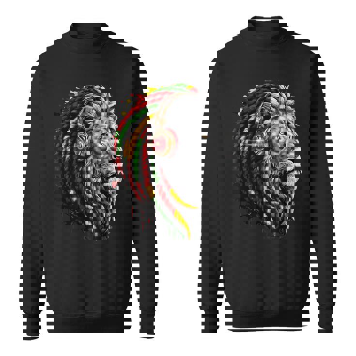 ラスタレゲエミュージックヘッドフォンジャマイカンルーツプライドライオン スウェットシャツ