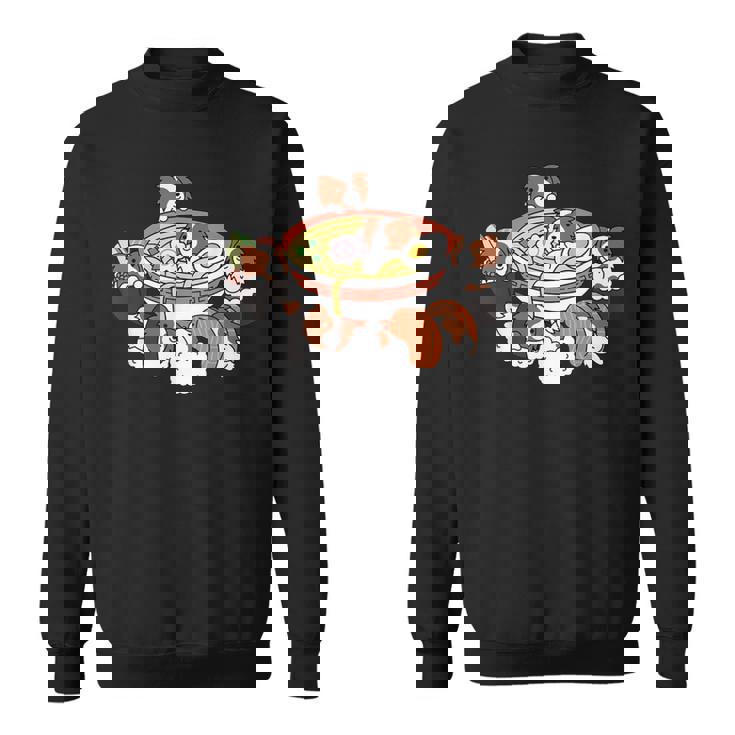 ラーメン寿司パピヨン犬 スウェットシャツ