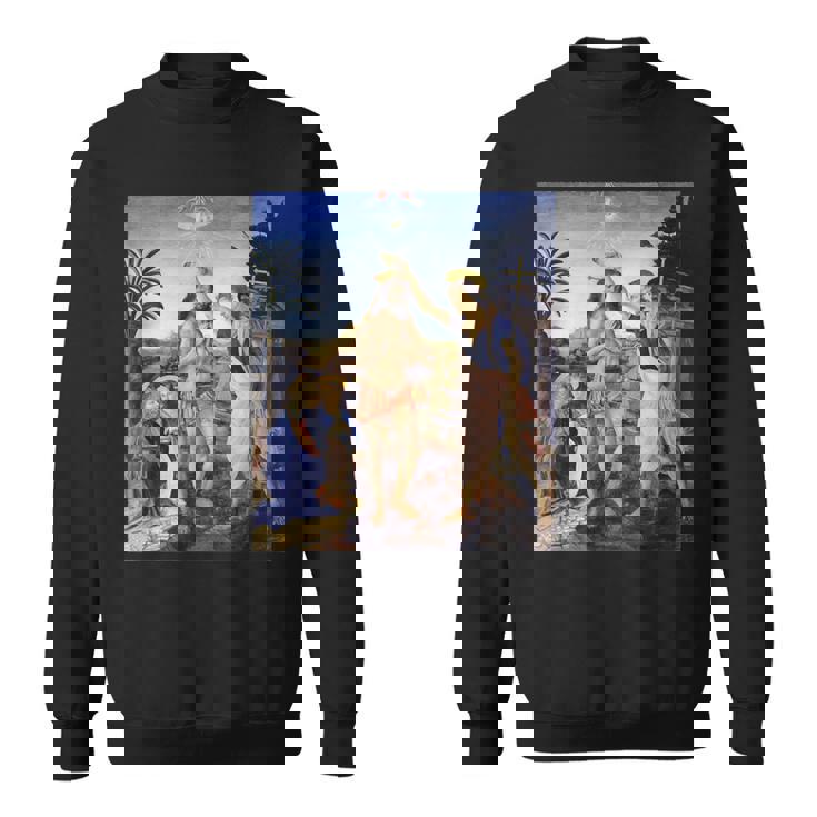 レオナルド ダヴィンチ 面白いtシャツ アート キリストの洗礼 聖書 絵画 メンズ 面白い 服 美術 ネタ スウェットシャツ