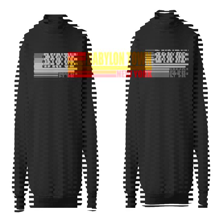 レッド レトロ ヴィンテージ バビロン タウン ニューヨーク州 Ny 長袖tシャツ スウェットシャツ