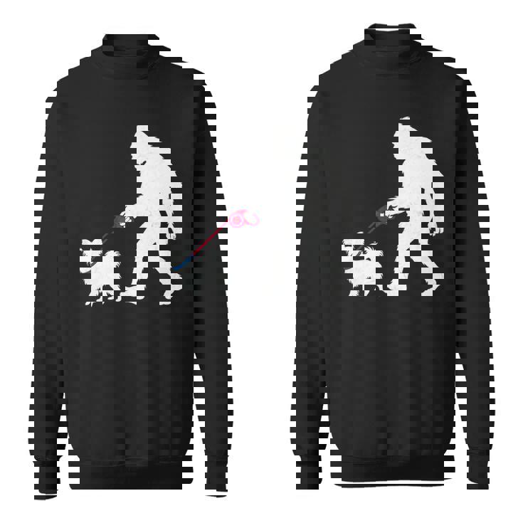 レトロ ビッグフット ウォーキング パピヨン 犬 面白い サスカッチ 長袖tシャツ スウェットシャツ