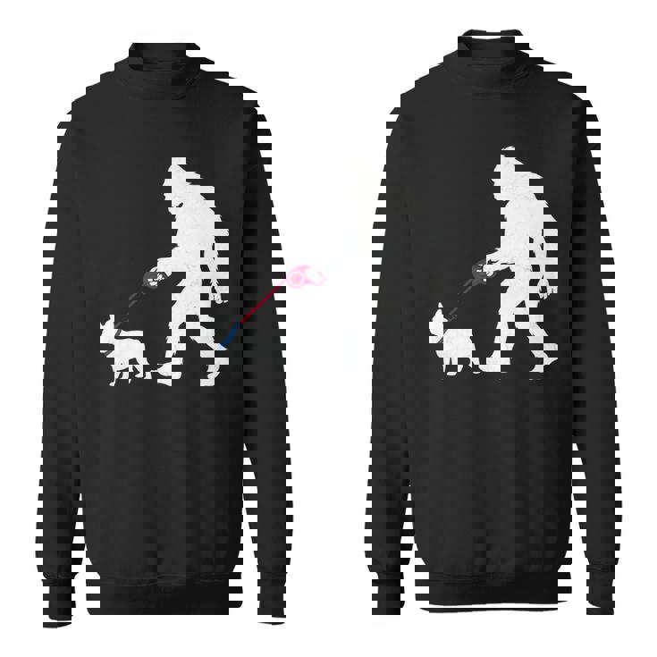 レトロ ビッグフット ウォーキング フレンチブルドッグ ファニー サスカッチ 長袖tシャツ スウェットシャツ